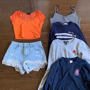 Set: Lace Trim Jean Shorts + A top of your choice!